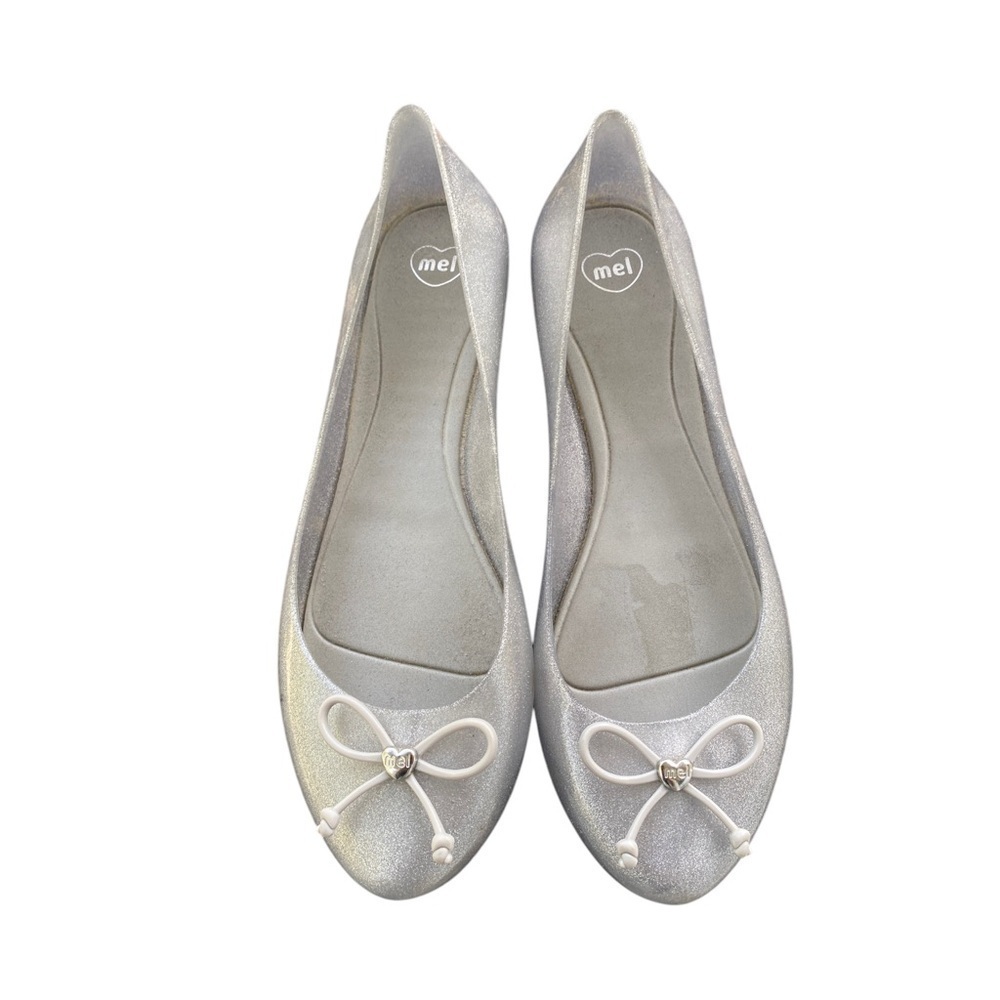 Melissa Silver Flats with Bow Detail‎